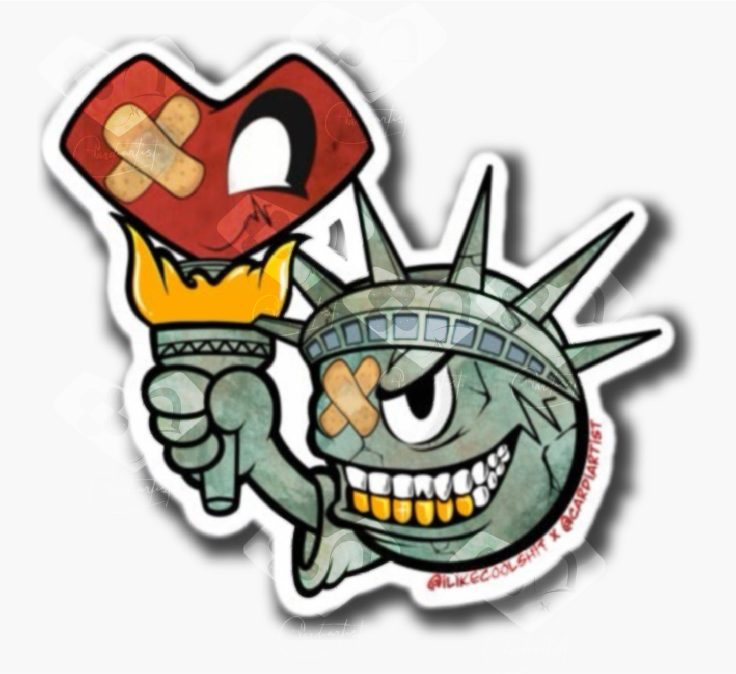 Heart and SMiLee of Liberty Sticker – Cardiartist x ilikecoolshit Collab