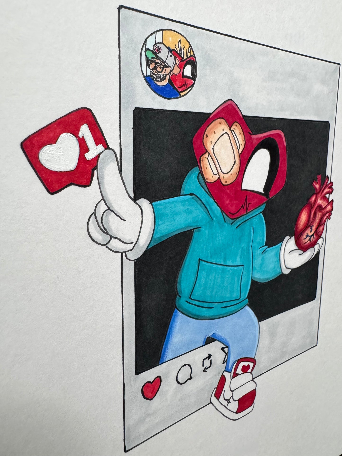 Likes or Life – Original Mixed Media Heart Art by Cardiartist | World Heart Day Awareness Piece