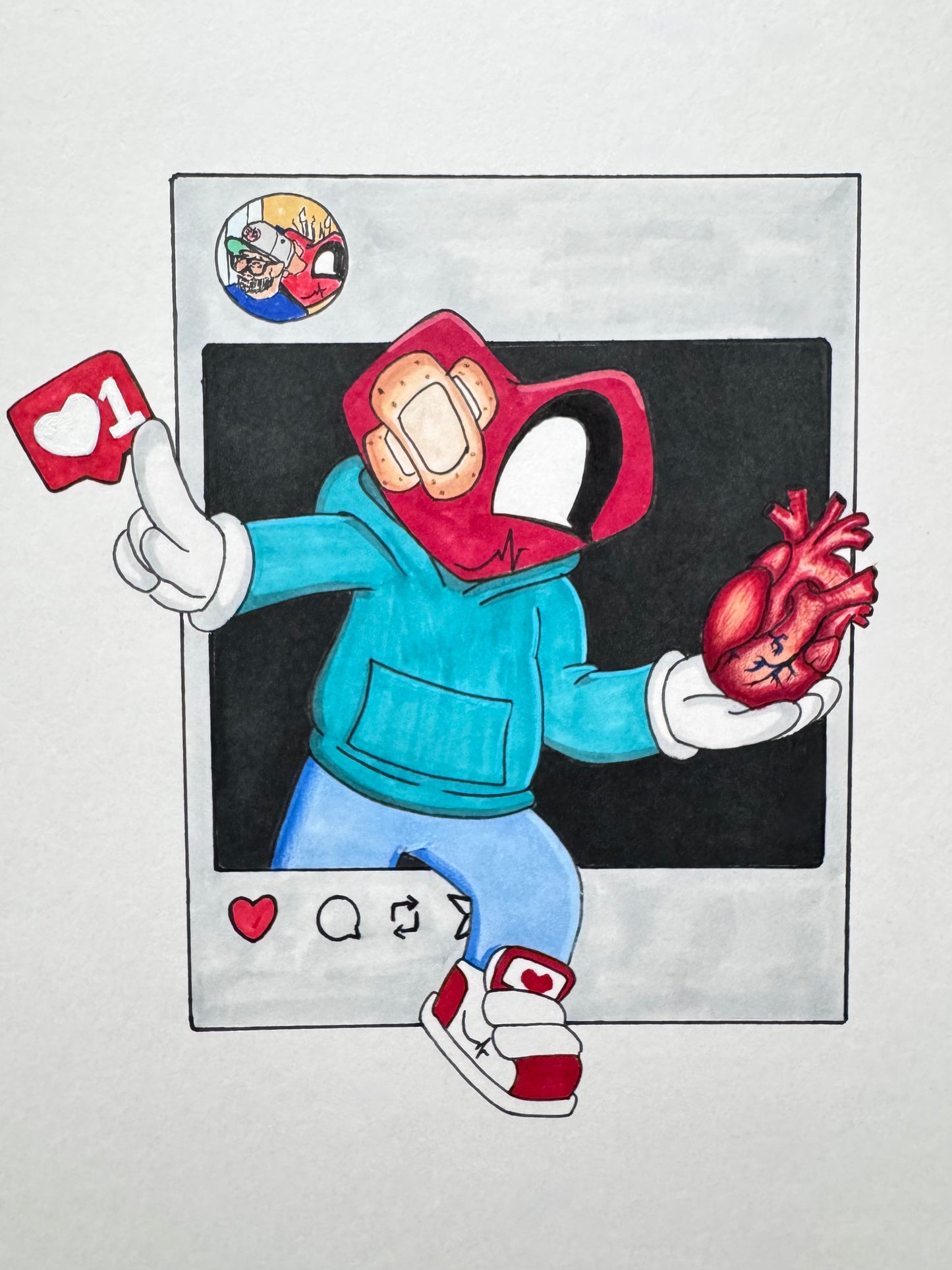 Likes or Life – Original Mixed Media Heart Art by Cardiartist | World Heart Day Awareness Piece